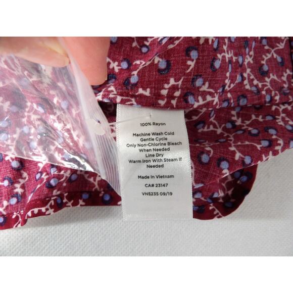 Talbots Plus X 0X Wrap Top Floral Burgundy Cottage Core Prairie Blouse New - Picture 16 of 16